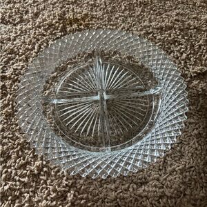 Elegant Clear Glass Divided Serving Plate